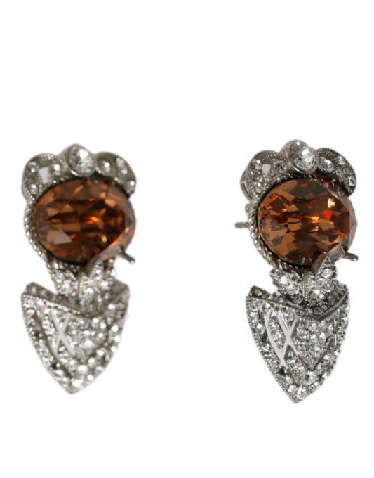 Dolce & Gabbana Elegant Sterling Silver Crystal Earrings