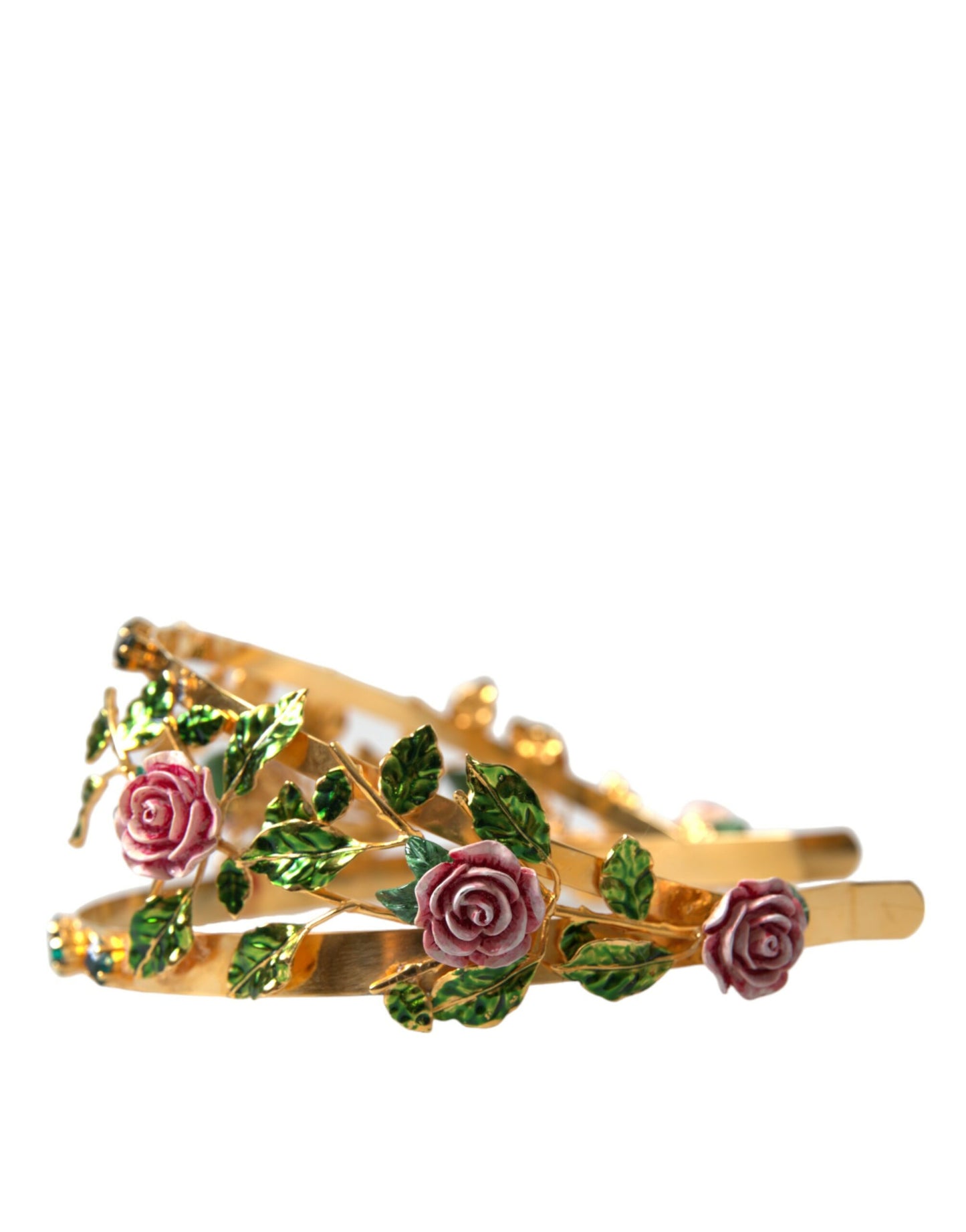 Dolce & Gabbana Elegant Gold-Tone Roses Crystal Diadem