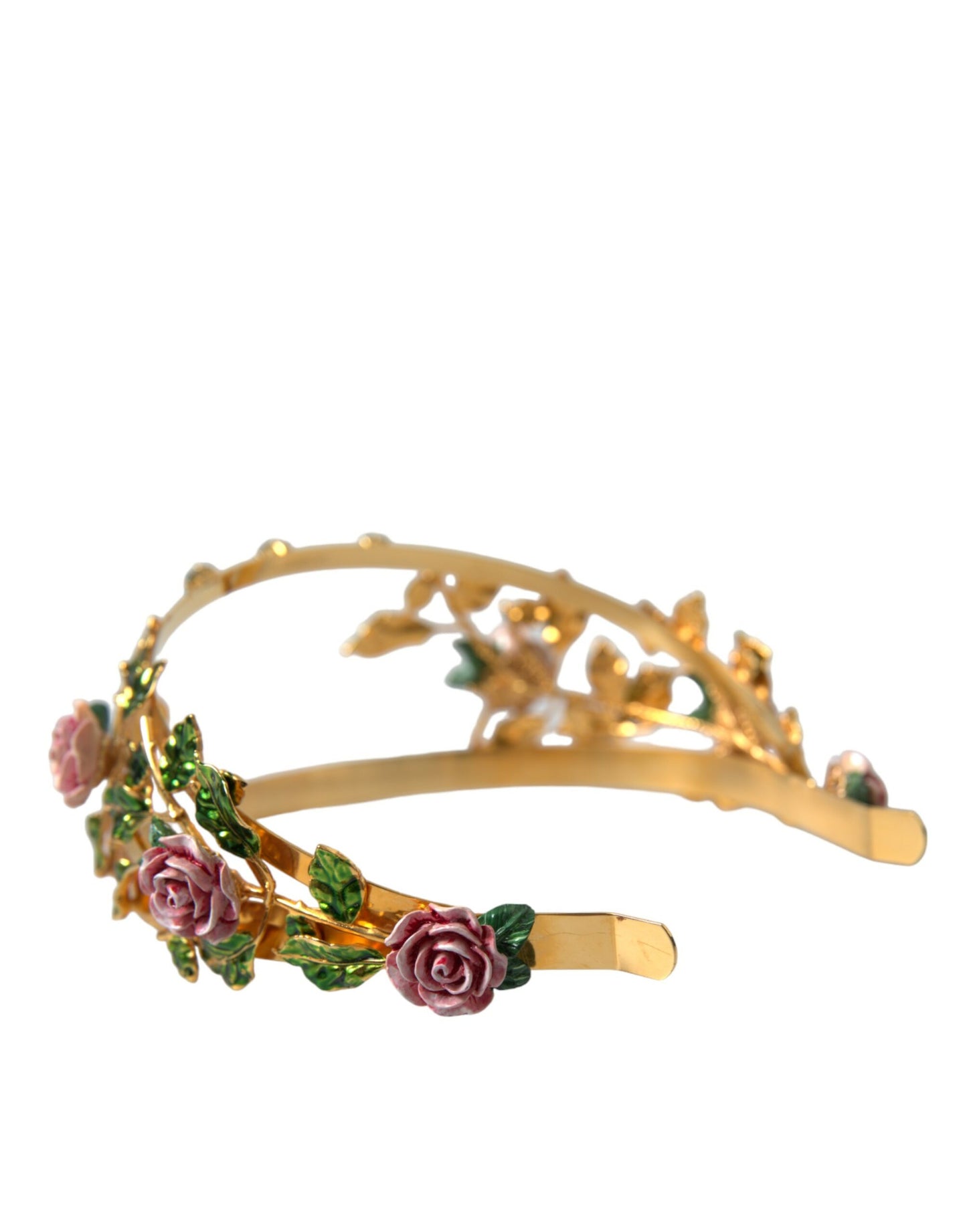 Dolce & Gabbana Elegant Gold-Tone Roses Crystal Diadem