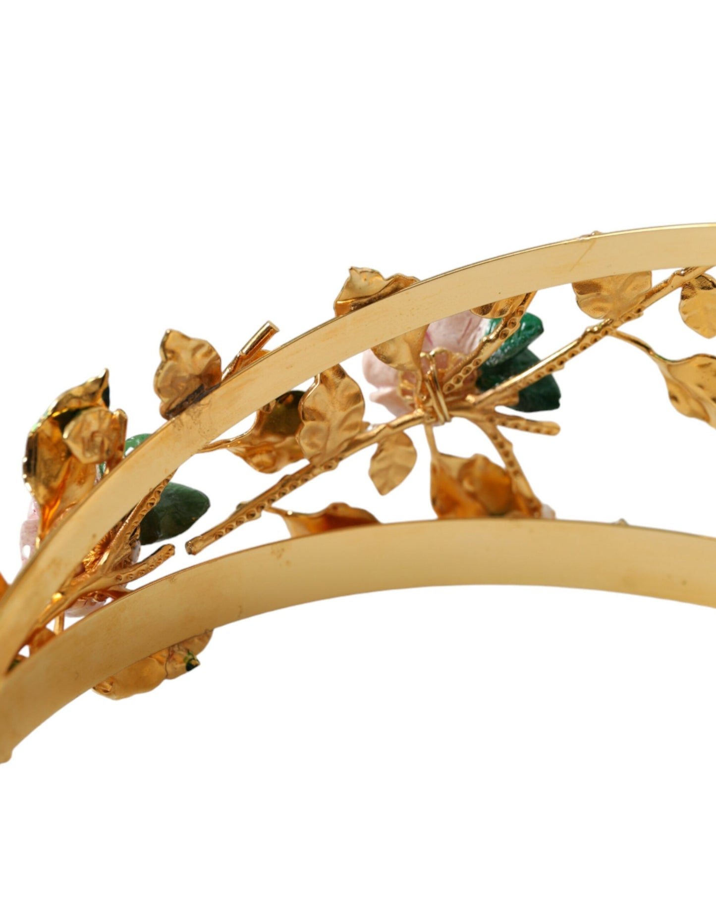 Dolce & Gabbana Elegant Gold-Tone Roses Crystal Diadem