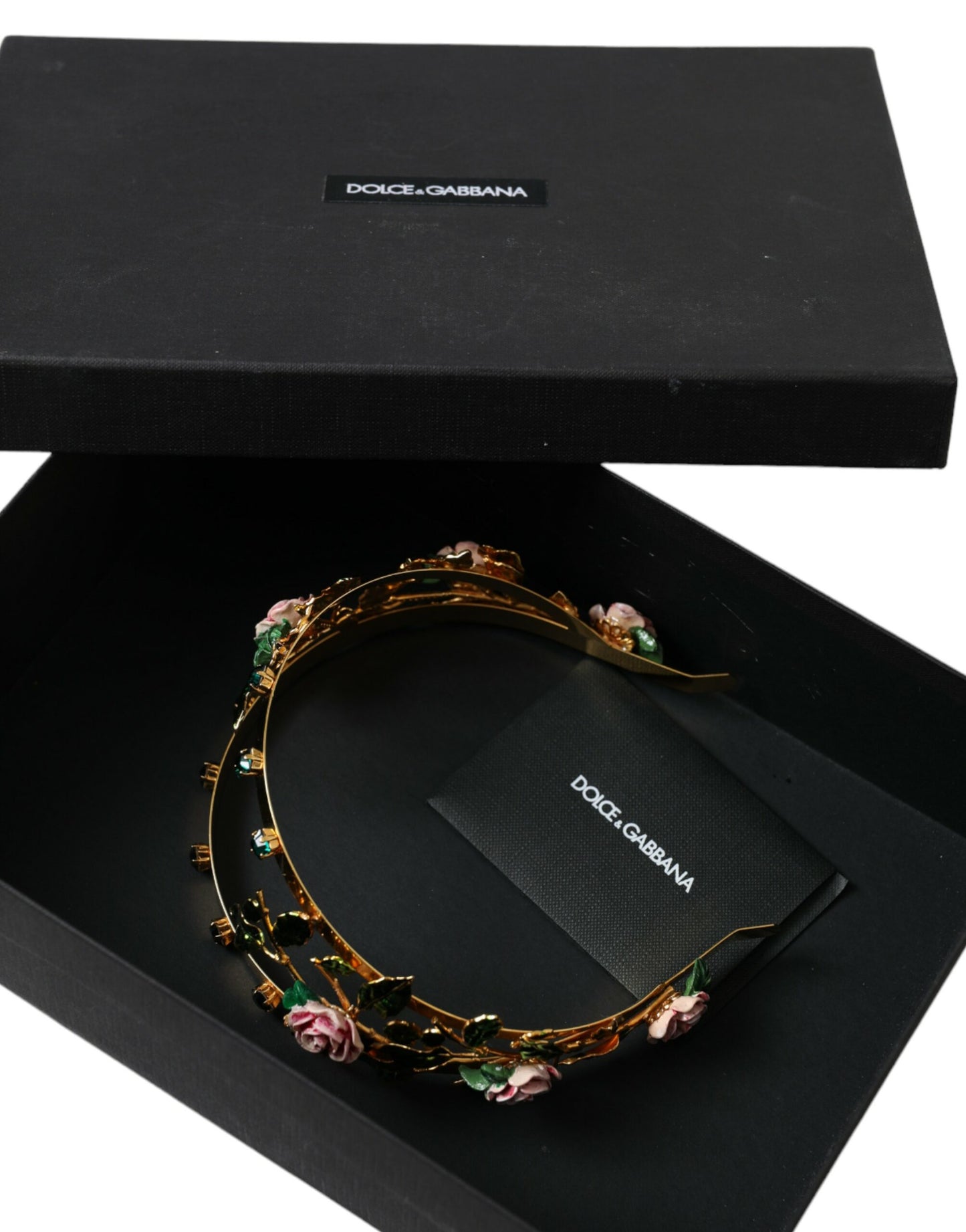 Dolce & Gabbana Elegant Gold-Tone Roses Crystal Diadem