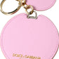 Dolce & Gabbana Elegant Pink Gold Leather Keychain