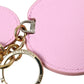 Dolce & Gabbana Elegant Pink Gold Leather Keychain