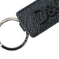 Dolce & Gabbana Elegant Leather Keychain in Black & Silver