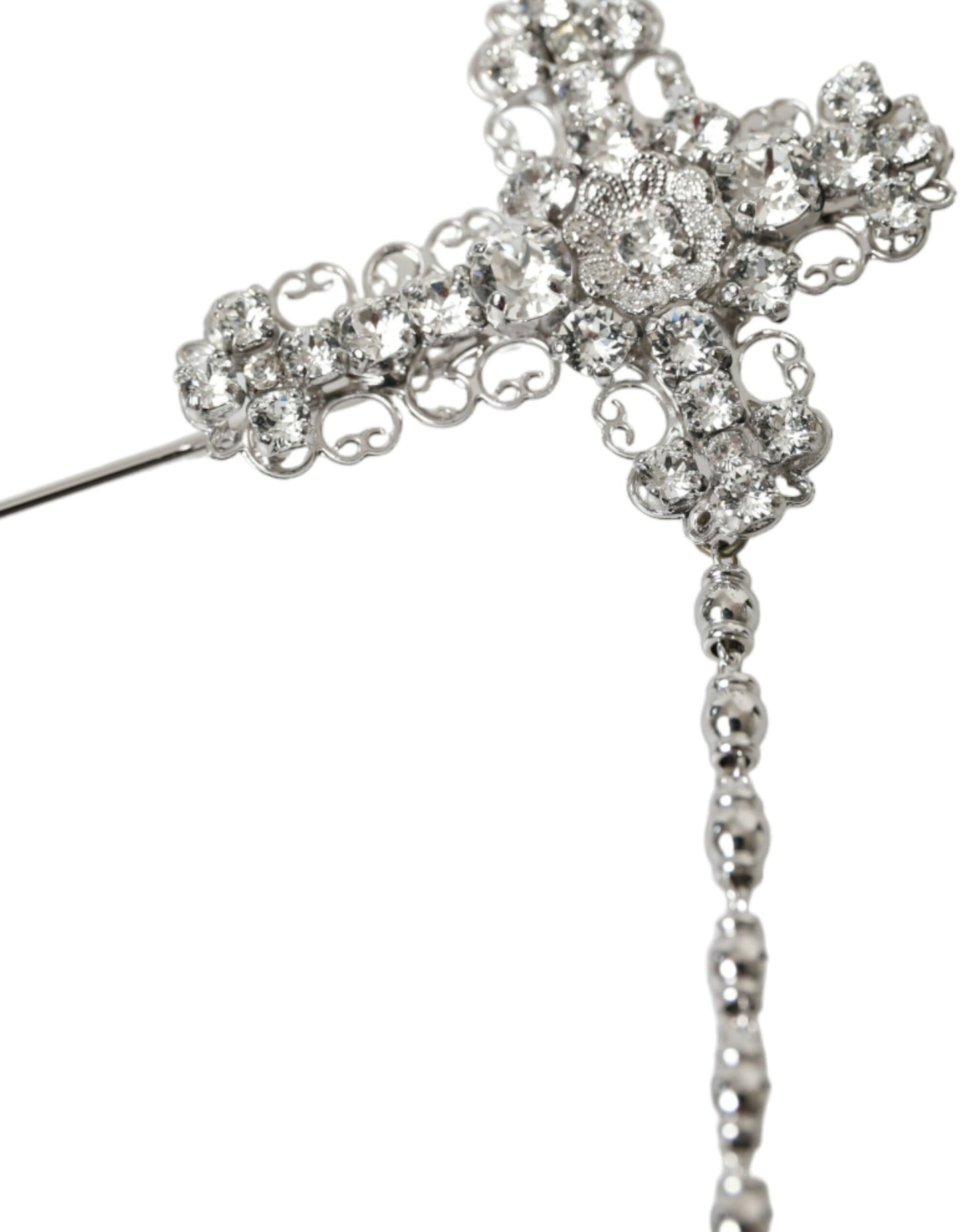 Dolce & Gabbana Elegant Silver Tone Crystal Lapel Pin