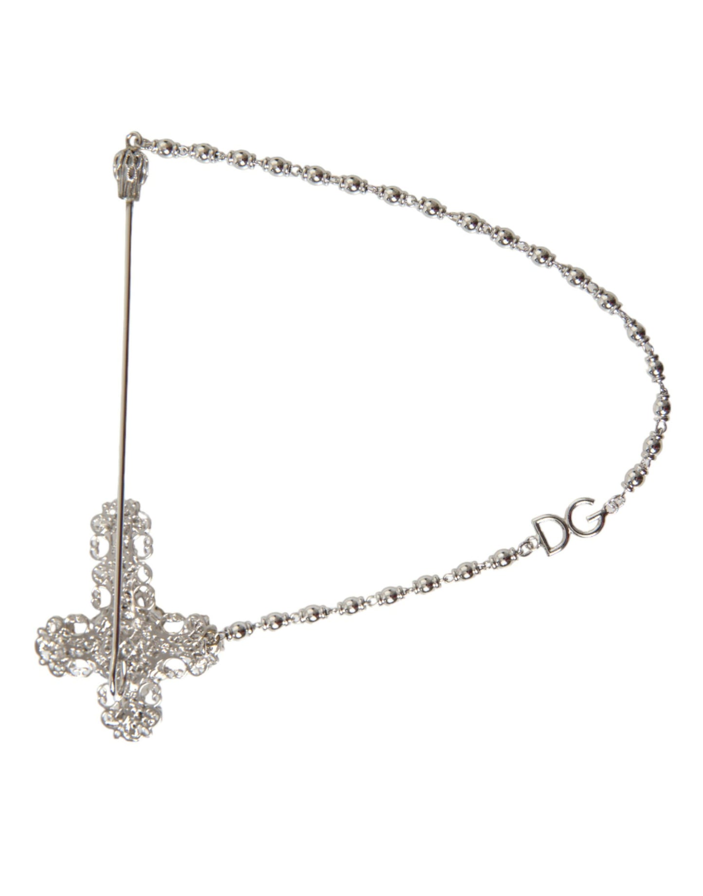 Dolce & Gabbana Elegant Silver Tone Crystal Lapel Pin