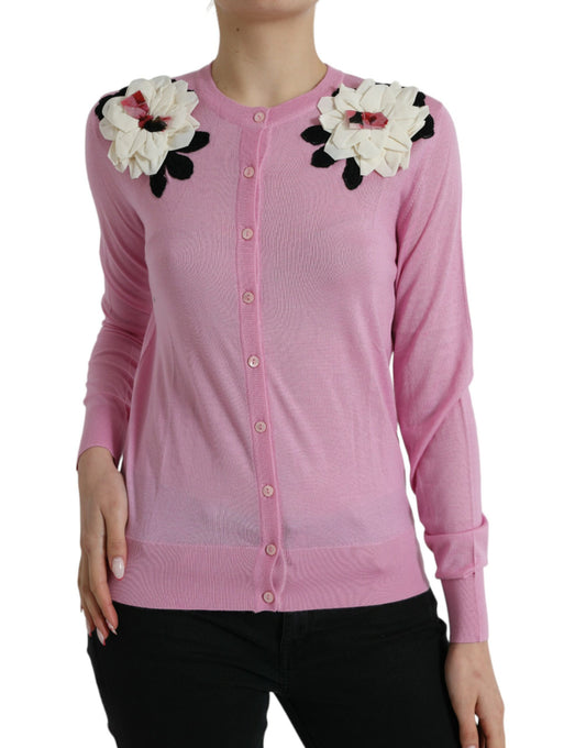 Dolce & Gabbana Elegant Cashmere Silk Pink Cardigan