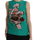 Dolce & Gabbana Elegant Silk Sleeveless Floral Cat Tank Top