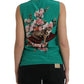 Dolce & Gabbana Elegant Silk Sleeveless Floral Cat Tank Top