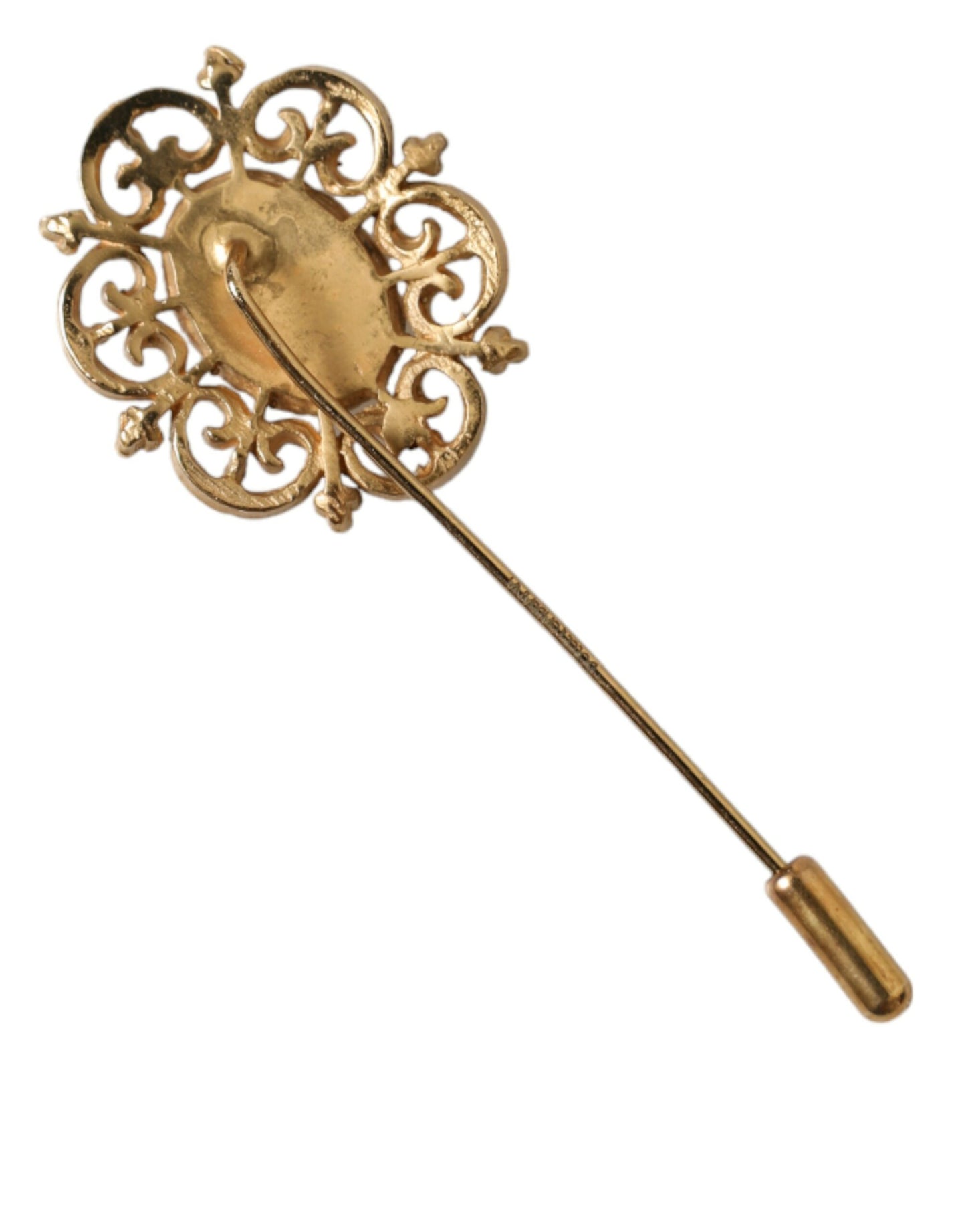 Dolce & Gabbana Elegant Gold Tone Silver Pin Brooch