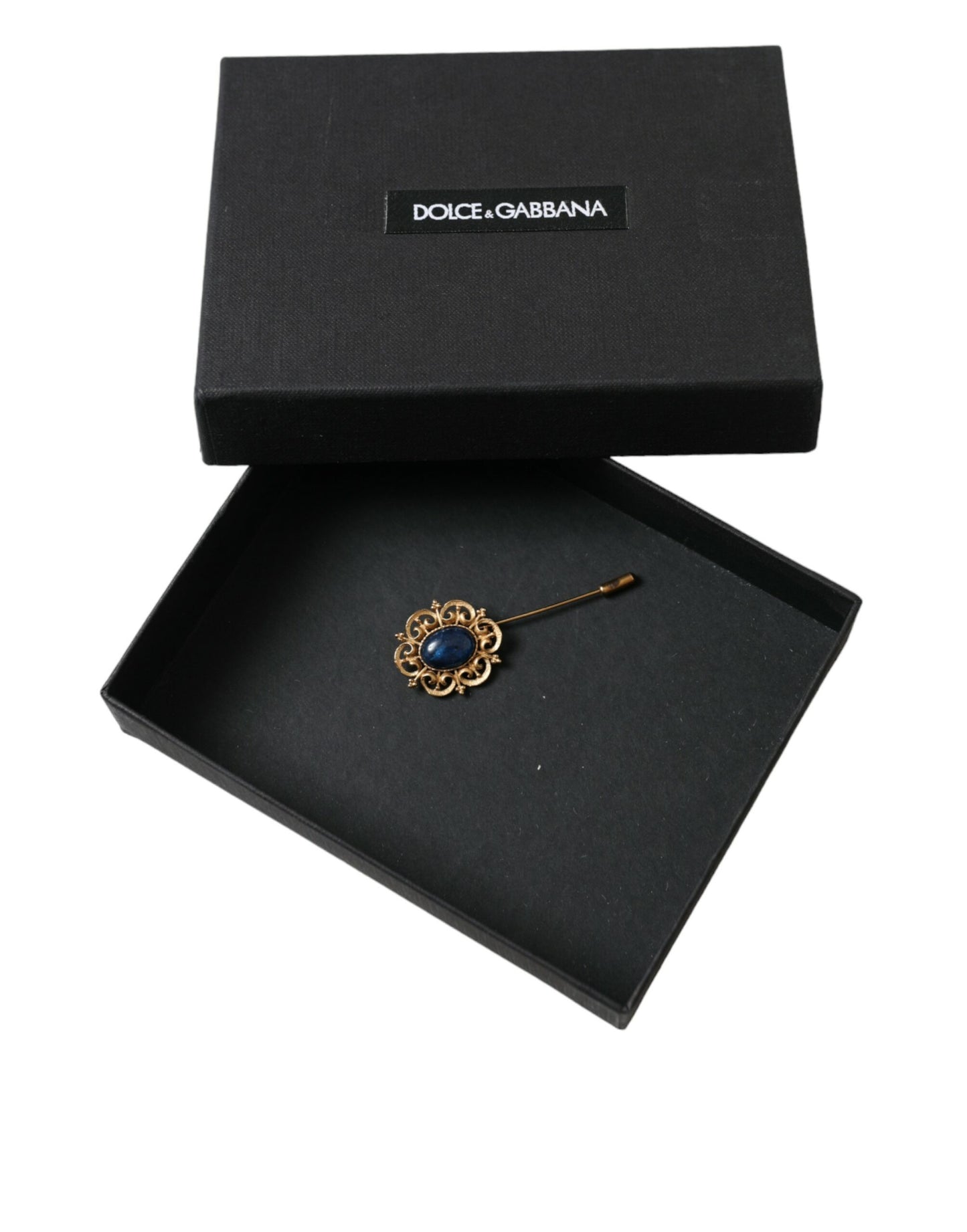 Dolce & Gabbana Elegant Gold Tone Silver Pin Brooch