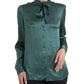 Dolce & Gabbana Elegant Dark Green Silk Blouse Top