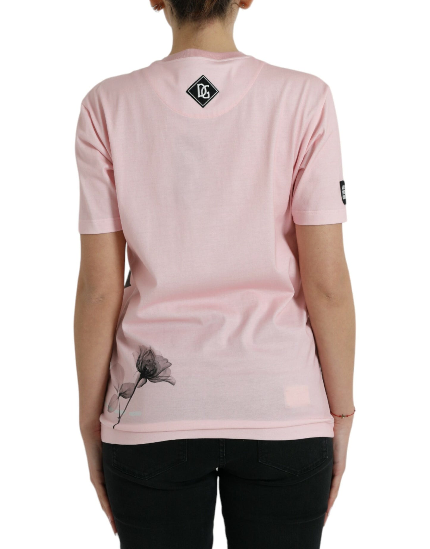 Dolce & Gabbana Chic Pink Floral Cotton Tee