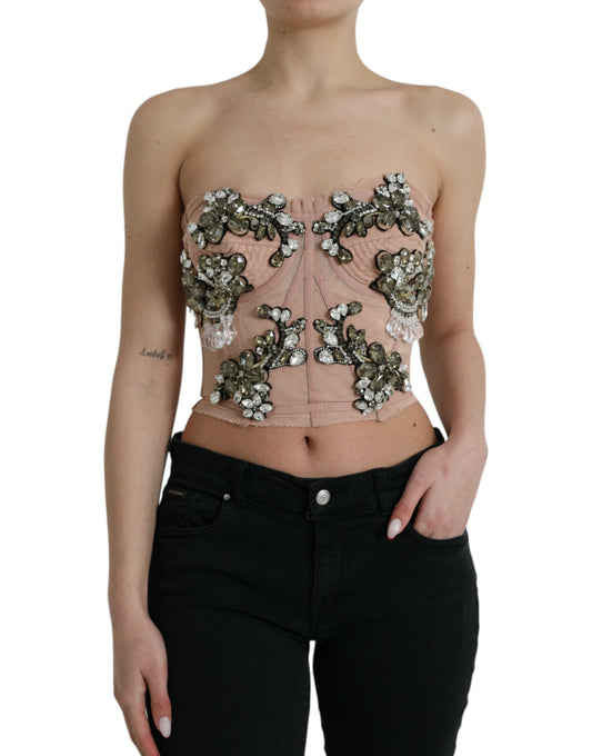 Dolce & Gabbana Pink Sleeveless Bustier Corset Top