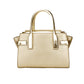 Michael Kors Carmen Medium Pale Gold Saffiano Leather Satchel Purse Bag