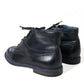 Dolce & Gabbana Navy Blue Leather Ankle Boots