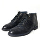 Dolce & Gabbana Navy Blue Leather Ankle Boots