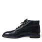 Dolce & Gabbana Navy Blue Leather Ankle Boots