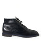 Dolce & Gabbana Navy Blue Leather Ankle Boots