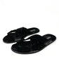 Dolce & Gabbana Elegant Black Cross Strap Slide Sandals