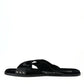 Dolce & Gabbana Elegant Black Cross Strap Slide Sandals