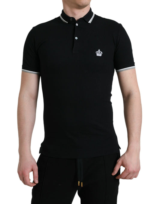 Dolce & Gabbana Regal Crown Embroidered Cotton Polo