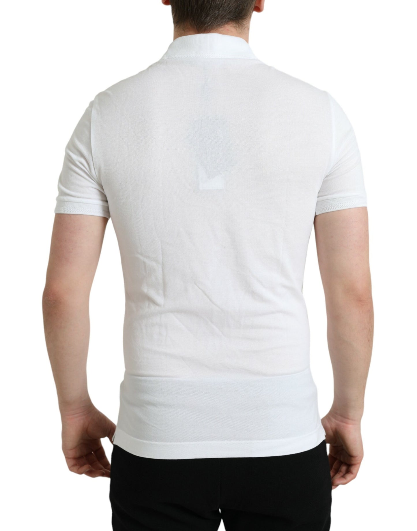 Dolce & Gabbana Elegant White Cotton Polo Tee with Logo Patch