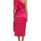 Dolce & Gabbana Elegant Fuchsia Silk One-Shoulder Wrap Dress