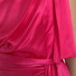 Dolce & Gabbana Elegant Fuchsia Silk One-Shoulder Wrap Dress