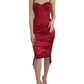 Dolce & Gabbana Elegant Satin Corset Midi Dress in Red