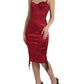 Dolce & Gabbana Elegant Satin Corset Midi Dress in Red