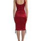 Dolce & Gabbana Elegant Satin Corset Midi Dress in Red