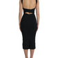 Dolce & Gabbana Elegant Black Sheath Halter Midi Dress