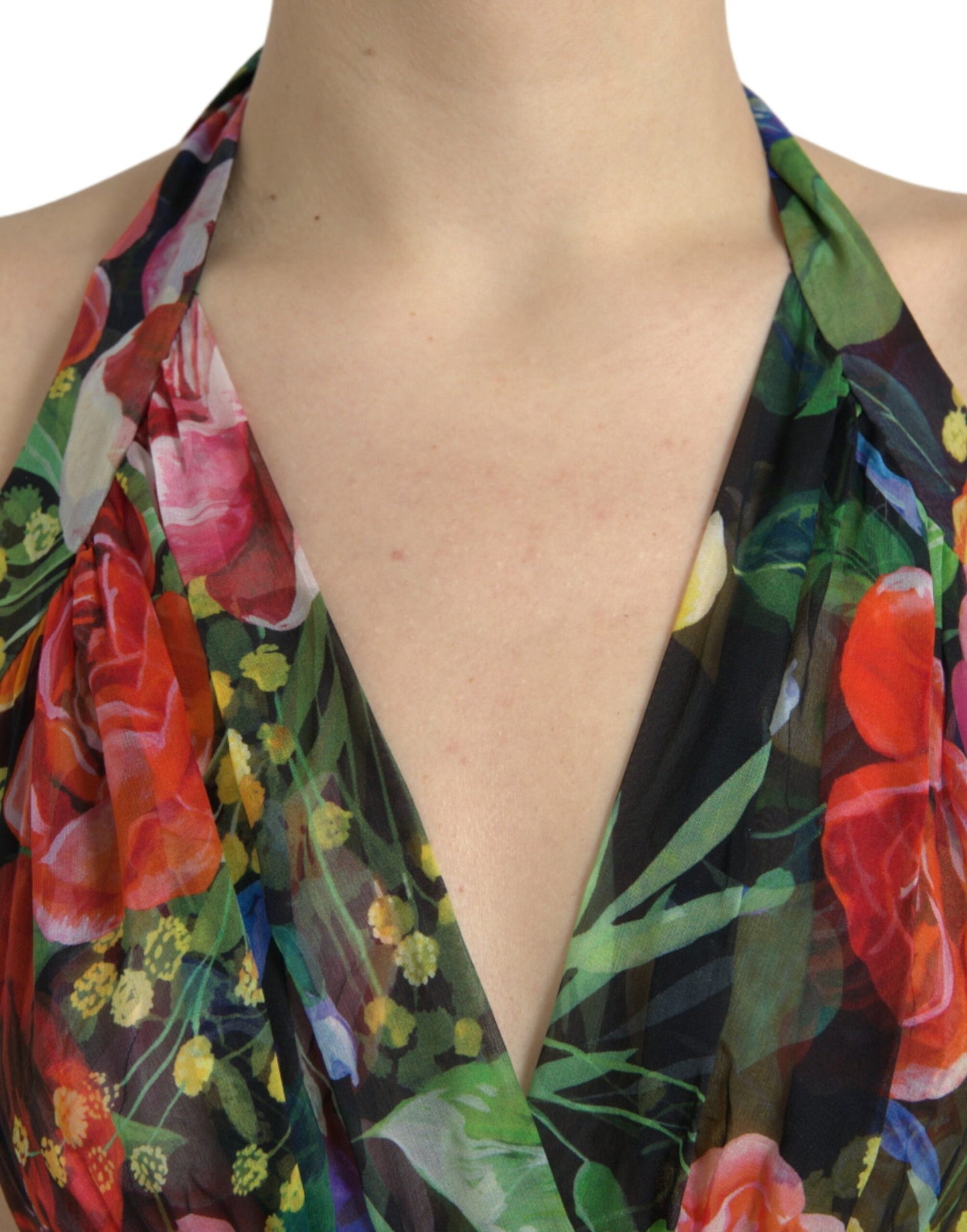 Dolce & Gabbana Chic Floral Maxi Slip Dress in Multicolor Silk