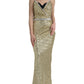 Dolce & Gabbana Golden Sequin Evening Dress with Silk Blend Lining