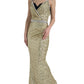 Dolce & Gabbana Golden Sequin Evening Dress with Silk Blend Lining