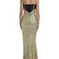 Dolce & Gabbana Golden Sequin Evening Dress with Silk Blend Lining