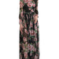 Dolce & Gabbana Elegant Black Silk Maxi Dress with Rose Print