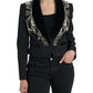 Dolce & Gabbana Elegant Embellished Black Overcoat Jacket