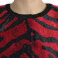 Dolce & Gabbana Black Red Patterned Cropped Coat Jacket