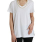 Dolce & Gabbana Elegant White Cotton Tee with Necklace Detail