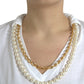 Dolce & Gabbana Elegant White Cotton Tee with Necklace Detail