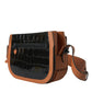 Balenciaga Black Brown Exotic Skin Leather Shoulder Camera Purse Bag