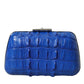 Balenciaga Electric Blue Crocodile Skin Clutch