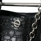 Balenciaga Elegant Black Crocodile Leather Maxi Bucket Bag