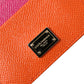 Dolce & Gabbana Pink Orange Heart Sequin Leather Logo Card Holder Wallet