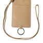 Dolce & Gabbana Beige Calf Leather Lanyard Logo Card Holder Wallet