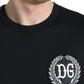 Dolce & Gabbana Black Logo Embroidery Crewneck Short Sleeve T-shirt