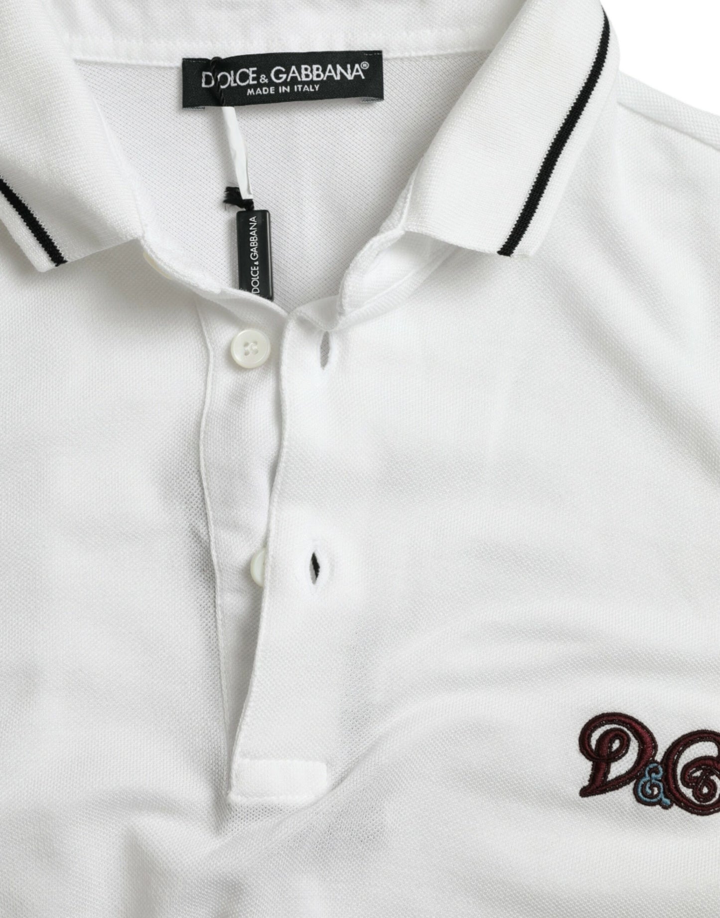 Dolce & Gabbana White Logo Collared Short Sleeves Polo T-shirt