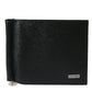 Dolce & Gabbana Black Calf Leather Bifold Logo Plaque Card Holder Wallet